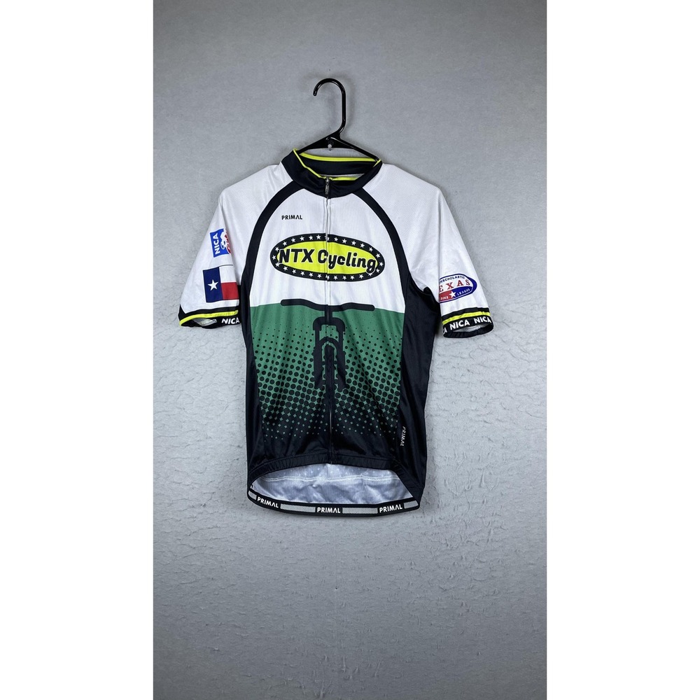 Primal NTX Cycling Jersey Mens Medium Texas NICA Full‎ Zip Short Sleeve Bike